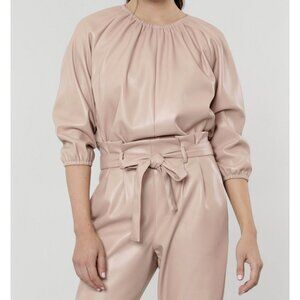 NWT Dolce Cabo Caramel vegan, faux leather belted pants, M